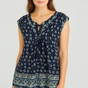 Lucky Brand Boho Floral Sleeveless Top – Size Large EUC